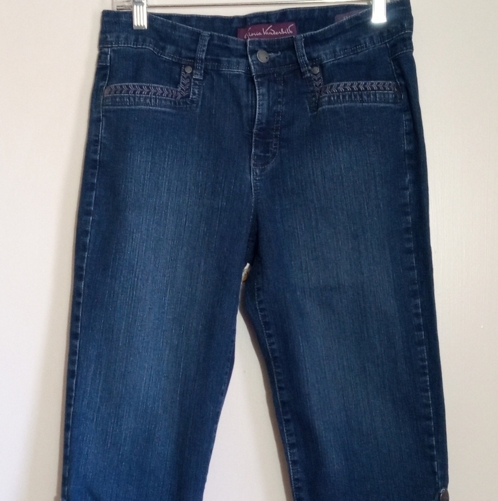 Gloria Vanderbilt Skimmer Capri cropped denim pants women size 8 Petite